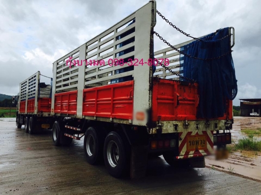 ขายรถพ่วงไม่ดัมพ์ HINO เครื่อง 344 แรง ธค.56 กระบะสามมิตรไม่ดัมพ์ ลูก 3 เพลา ยางดี รถสวยพร้อมใช้งาน