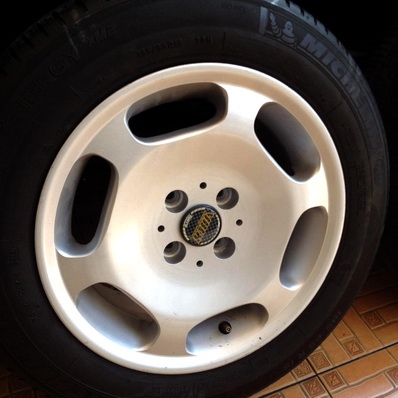 สวยทั้งชุดยาง Michelin 185 65 15 ปี 3912 ดอกเต็มวิ่งน้อย ET 38 กว้าง 7 นิ้ว หายาก ตจวส่งได้