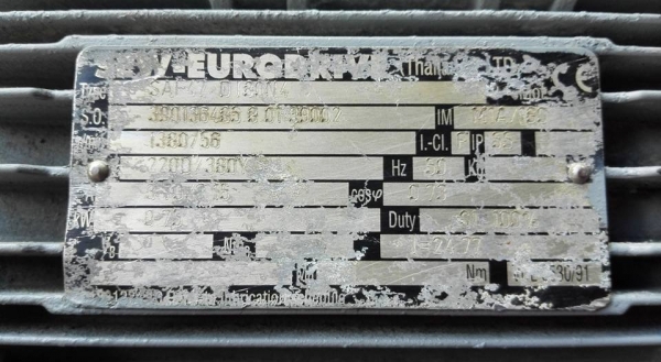 มอเตอร์เกียร์ SEW Eurodrive 1 HP 380V ทด 1:25 เพลาออก 60 RPM