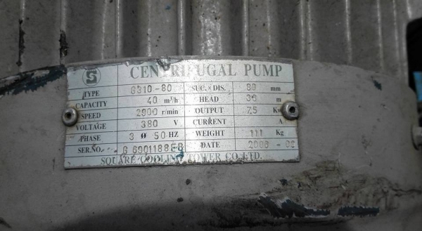 ** เหลือ 1 ตัว ** ปั้มน้ำหอยโข่งใบพัดทองเหลือง CENTRIFUGAL มอเตอร์ TECO 10 HP 380V เข้า 3"- 3" พร้อมใช้งาน