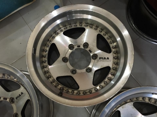 ขายล้อ PIAA 2 ชิ้นแท้ ขอบ 15x8.5 ลบ27 6 รูกระบะ ลึกๆ ประมูลญี่ปุ่น
