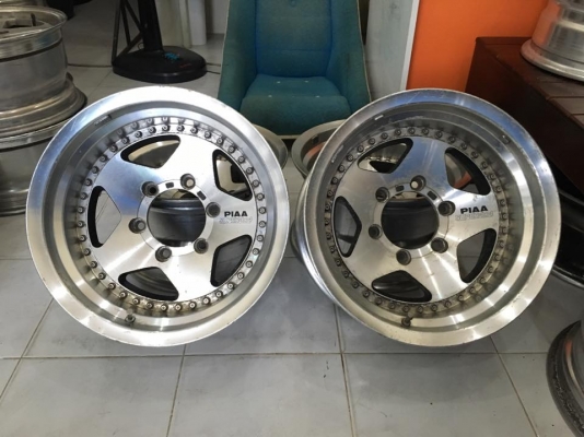 ขายล้อ PIAA 2 ชิ้นแท้ ขอบ 15x8.5 ลบ27 6 รูกระบะ ลึกๆ ประมูลญี่ปุ่น