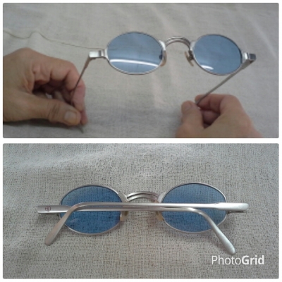 แว่นตาเฟรนซ์วินเทจยุค &#039;70s  เลนส์กระจกสีท้องฟ้า!  Original ALAIN DELON handmade in France