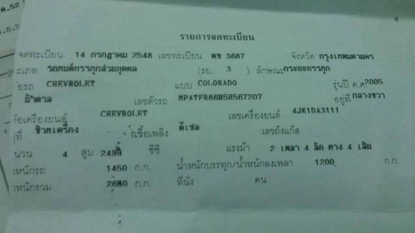 ขายรถกะบะ CHEVLOLET (เชฟโรเลต) รถปี48 เครื่อง2500