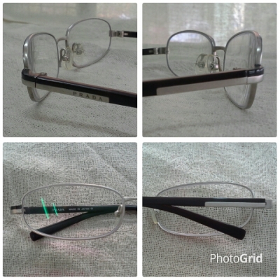 แว่นสายตายาวแบรนด์เนมหรูอิตาลี  Original PRADA handmade in Japan  ค่าสายตา +150  บิ๊กไซซ์!