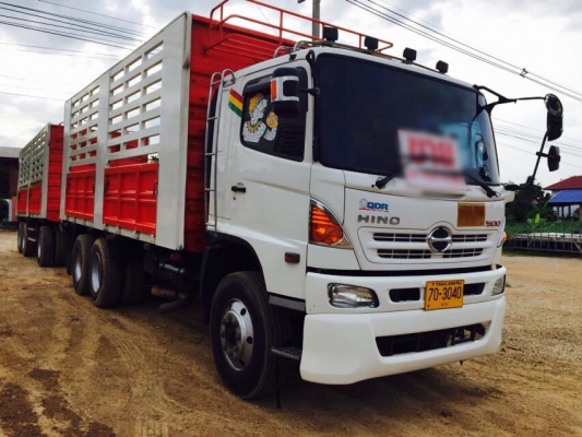 ขายรถพ่วงไม่ดัมพ์ HINO เครื่อง 344 แรง ธค.56 กระบะสามมิตรไม่ดัมพ์ ลูก 3 เพลา ยางดี รถสวยพร้อมใช้งาน