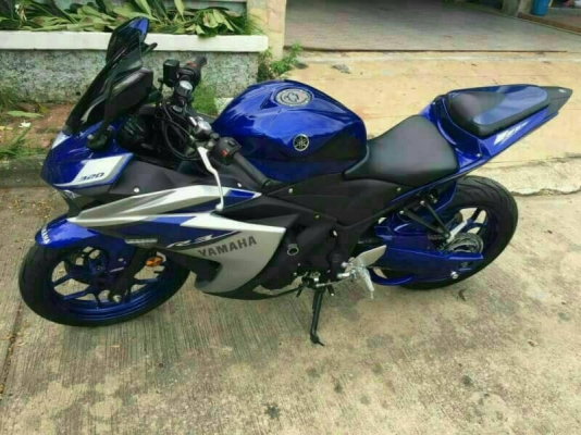 Yamaha R3 ABS 2015 ท่อแต่ง ไฟหน้าแต่ง กันล้ม กระจกมองข้างแต่ง น๊อตตั้งสแตน เบาะท้ายแต่ง ราคา100,000.-บาท สนใจติดต่อได้เลยคับ