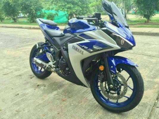 Yamaha R3 ABS 2015 ท่อแต่ง ไฟหน้าแต่ง กันล้ม กระจกมองข้างแต่ง น๊อตตั้งสแตน เบาะท้ายแต่ง ราคา100,000.-บาท สนใจติดต่อได้เลยคับ