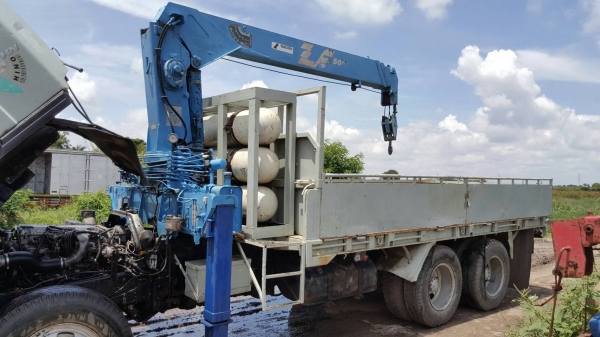 ขายคับ HINO 3H สองเพลาสโลว์เครื่องJOเทอร์โบอินเตอร์ติดเครน5ตันรถสวยพร้อมใช้