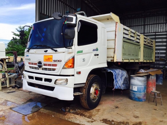 รถเข้ามาใหม่เก็บสีกระบะไม่เกิน 3 วัน ขายรถสิบล้อดัมพ์ HINO FM8J เครื่อง 251 แรง ปี 56 กระบะดัมพ์สามมิตร ไมล์ 110,xxx มีระบบลากพ่วง ยางใหม่ แอร์เย็น พร้อมใช้งาน ทะเบียนพร้อม