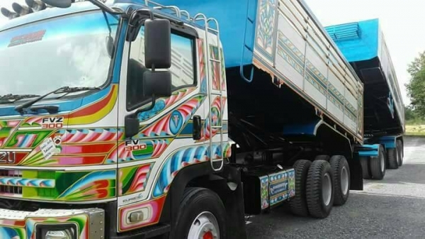 ขายรถพ่วงดัมพ์ ISUZU เครื่อง 300 แรง ปี 52 กระบะดัมพ์มิเนียม ลูก 3 เพลาแท้