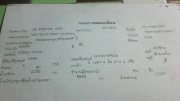 ขายkr360 150แรง ช่วงยาว เฮี้ยบ2.5 ทะเบียนพร้อม