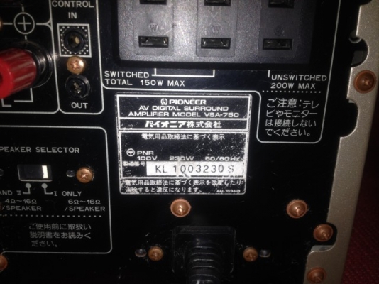 PIONEER VSA 750 เก่าญี่ปุ่นเเท้ใช้ไฟ100V ใช้งานได้ปกติ