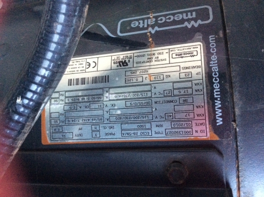 ขายเครื่องปั่นไฟ 17KVAไดร์บัสเลส 3 เฟส meccalte ไม่เคยใช้งานในไทย