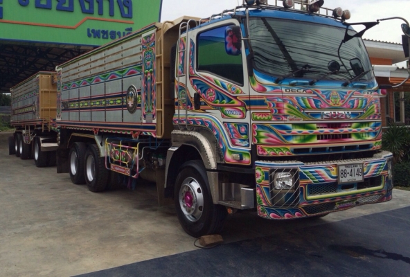 ขายรถพ่วงดัมพ์ ISUZU เครื่อง 360 แรง ปี 54 กระบะดัมพ์มิเนียมอู่ซุ่นชัย ลูก 3 เพลาแท้ ยางดี ทะเบียนพร้อม