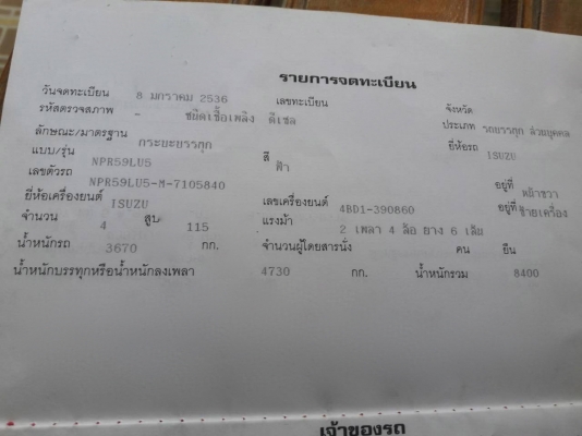 รถอีซูซุ 6 ล้อดั้ม NPR 115 แรงม้า. ปี 36. สนใจติดต่อ 081 - 6079515