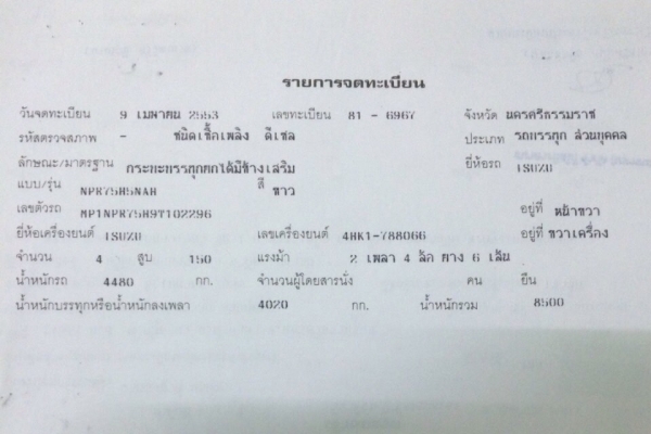 ขายหกล้อดั้ม NPR 150 จัดไฟแนนซ์ได้ 7 แสน ใช้เงินดาวน์เพียง 9 หมื่น