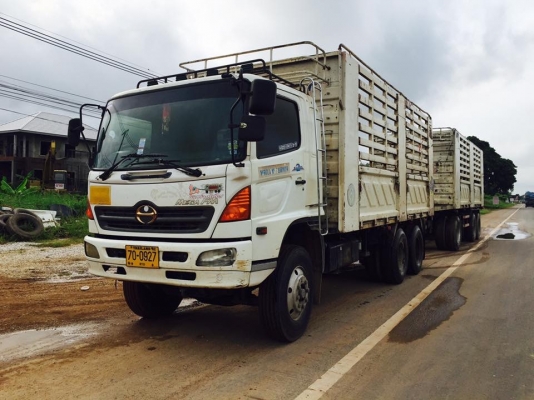 ขายรถพ่วงไม่ดัมพ์ HINO mega ครื่อง 320 แรง ปี 47 กระบะสามมิตร ลูก 3 เพลา ทะะเบียนพร้อม