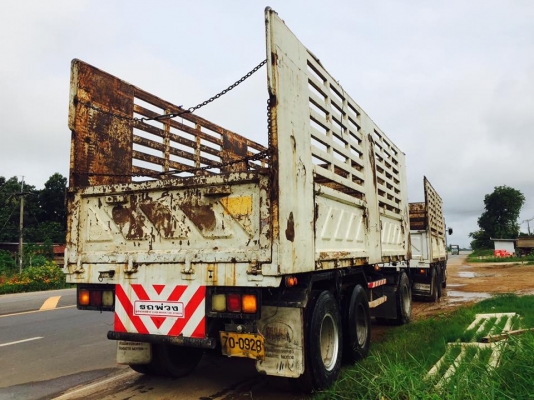 ขายรถพ่วงไม่ดัมพ์ HINO mega ครื่อง 320 แรง ปี 47 กระบะสามมิตร ลูก 3 เพลา ทะะเบียนพร้อม