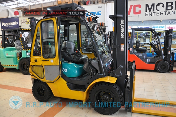 ขายรถโฟล์คลิฟท์มือสอง KOMATSU FG30T-16-732273 ราคา 395,000 บาท นำเข้าจากประเทศญี่ปุ่น 100\% ไม่เคยใช้งานในไทย