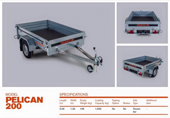 ขายเทรลเล่อร์ RESPOยุโรปแท้ ขนาด 2-7เมตรทะเบียนแท้ ประกัน 2 ปี