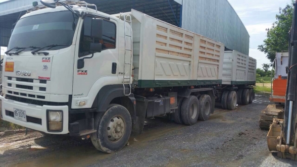 ขายรถพ่วงดัมพ์ ISUZU เครื่อง 360 แรง ปี 52 กระบะดัมพ์สามมิตรแม่ลูก ลูก 3 เพลาแท้ ทะเบียนพร้อม