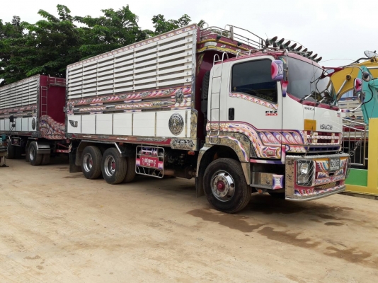 ขายรถพ่วงดัมพ์ ISUZU deca เครื่อง 360 แรง ปี 55  ดัมพ์มิเนียมแม่ลูก ลูก 3 เพลาแท้ ทะเบียนพร้อม