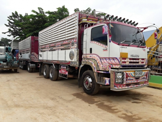 ขายรถพ่วงดัมพ์ ISUZU deca เครื่อง 360 แรง ปี 55  ดัมพ์มิเนียมแม่ลูก ลูก 3 เพลาแท้ ทะเบียนพร้อม