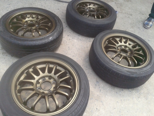 RE30ล้อพร้อมยาง(สีน้ำตาลไหม้)ขอบ15"4รู100&amp;114กว้าง6.5" ET40พร้อมยาง 185/55/15  ยกชุด7,500 บ.