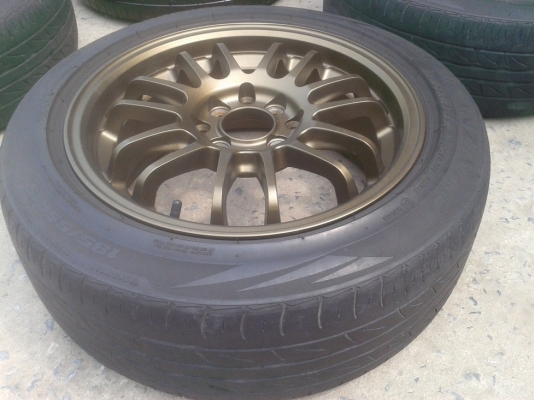 RE30ล้อพร้อมยาง(สีน้ำตาลไหม้)ขอบ15"4รู100&amp;114กว้าง6.5" ET40พร้อมยาง 185/55/15  ยกชุด7,500 บ.