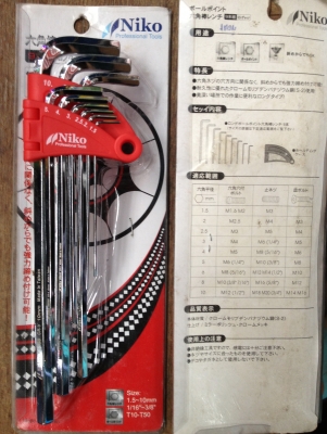 หกเหลี่ยม NIKO MADE IN TAIWAN เนื้อเหล็ก S2