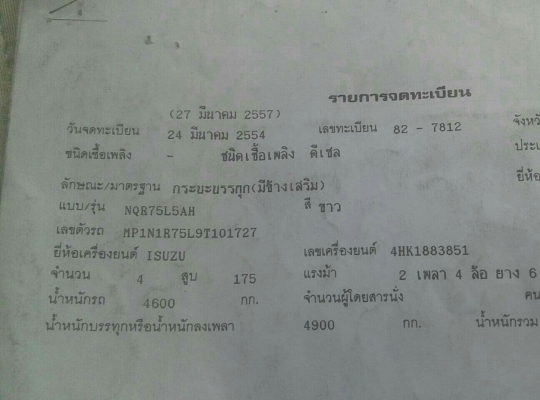 ขายดาวน์ 325,000บ หกล้อ อีซูชุ NQR175ยูโร3ปี54 ช่วงยาว5.50ม สภาพดีสวยบางเดิมพร้อมใช้ ทะเบียนพร้อมโอน ขายดาวน์ 325,000บ หกล้อ อีซูชุ NQR175ยูโร3ปี54 ช่วงยาว5.50ม สภาพดีสวยบางเดิมพร้อมใช้ ทะเบียนพร้อมโอน