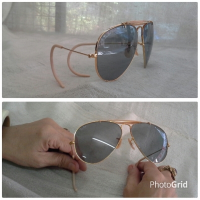 แว่นตาที่สุดแห่งนายพลแมคอาร์เธอร์  เลนส์ออโต้สีฟ้า  หายาก!  Vintage Ray-Ban Aviator MacArthur Outdoorsman USA