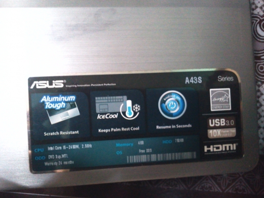 ASUS รุ่นA43S core i5