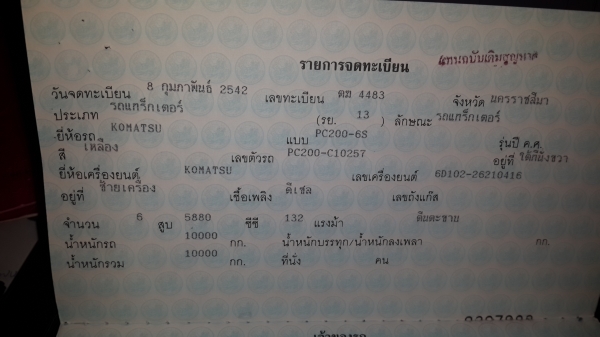 ขายถูก แบคโฮ KOMATSU PC200-6 รถพร้อมใช้งาน เล่มทะเบียนครบ ภาษีไม่ขาด ด่วน (เจ้าของขายเอง)  โทร 081-1841924