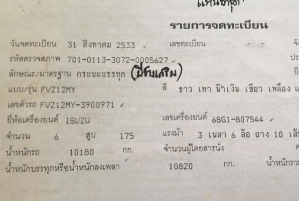 **559,000 บ.ต่อรอง/// 10ล้อ2เพลาดั้มเนียม ISUZU ROCKY FVZ-175 แรง เครื่อง+เกียร์+ช่วงล่าง เดิมๆ คัสซีสวย หัวบาง พาวเวอร์/ทริฟฟี่/สโลวเดิม ครบ ดั้มเนียมสภาพดี ยางพอได้ ตามสภาพ พร้อมใช้ เล่มฯ ครบ **ขาย ISUZU ROCKY FVZ-175 10ล้อ2เพลาดั้มเนียม สภาพดี เดิมบาง