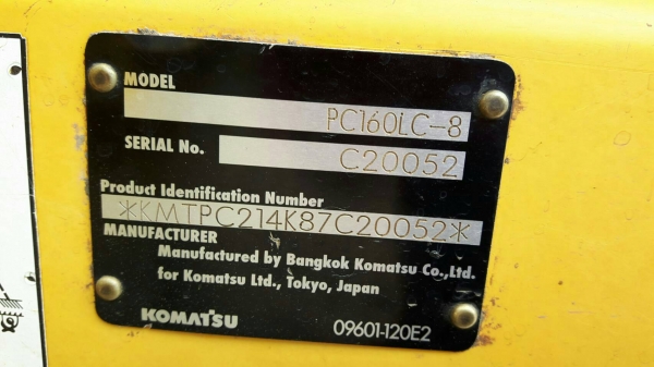 KOMATSU PC 160LC ใช้งาๅ11000ช.ม เอกสารอินวอยซ์