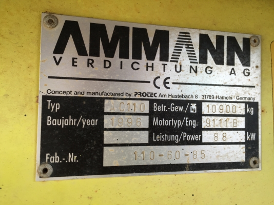 ขายรถบดสั่นสะเทือน 10 ตัน 2 เพลา เอกสารใบแจ้งจำหน่าย AMMANN AC-110 ราคา.750000 สนใจรีบโทรจองด่วน