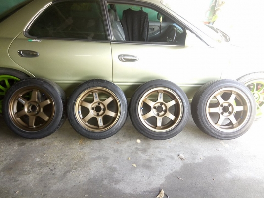 แม็ก te37 ขอบ 15 หน้า 7 หลัง 8 พร้อมยาง