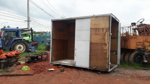 ขาย ตู้บรรทุกสินค้า CARGO BOX ตู้ออฟฟิต ตู้แห้ง ใส่รถบรรทุก  4 ล้อกลาง เปิดบานสไลด์ด้านข้างได้ เปิดท้ายได้