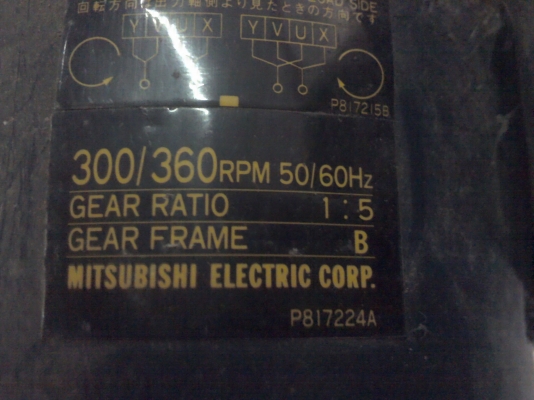 มอเตอร์เกียร์ทด1/5แรง(0.2KW) 100 V.1 เฟส รอบที่ทดแล้ว 300 รอบต่อนาที