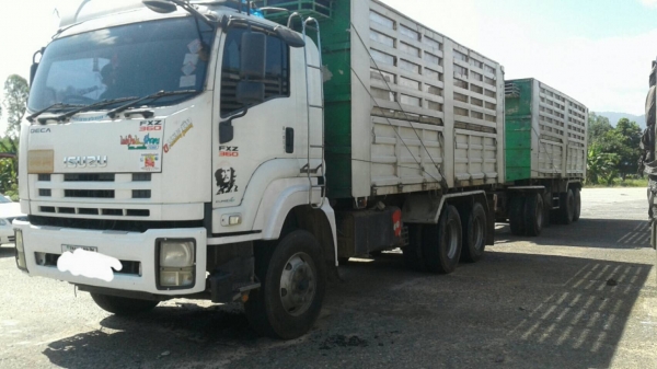 ขายรถพ่วง 22 ล้อ แม่-ลูก กระบะเหล็ก คอกเกษตรดั้ม ISUZU 360 ปี.52 ราคา.2350000 สนใจรีบจองด่วน