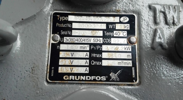 ** SOLD ** ปั้มแช่ไดโว่กรุนฟอสต์ GRUNDFOS 3 HP 380V ของสแปรใหม่เก่าเก็บไม่เคยใช้งาน!!