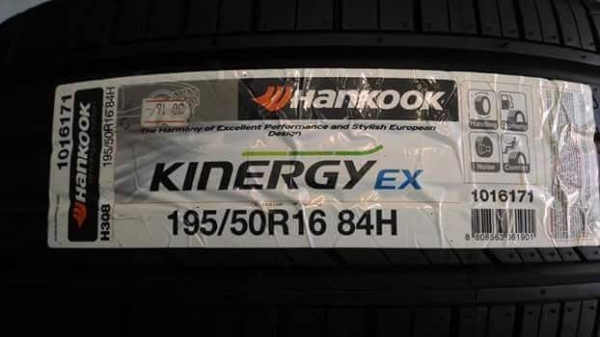ยางใหม่ Hankook Kinergy H308  195 50 16 ผลิตปี 2016 ยางคุณภาพดี ขายถูก 4 เส้น 7800.-  ใส่ ถ่วงฟรี ส่งทั่วไทยค่ะ
