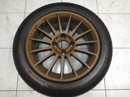 ขายเศษล้อ พร้อมยาง Michelin ps3  195 55 15 ผลิตปี 2011 ยางยังใช้งานได้ ไม่บวม  ล้อพ่นสีน้ำตาลเอง ไม่คด ไม่ดุ้ง ขายถูก 800 NET