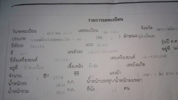 รถตู้พร้อมใช้    หัวจรวด หลังคาสูงเครื่อง   3 L  เครื่อง  2800 ปี 2541 / 1998   ต่องการขายด่วน 262000 บาท     วันทูคอล  0986683479 dtac 0991751349 สิทธิ์ คับ
