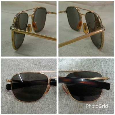 แว่นตาอเมริกันวินเทจเสืออากาศ  ตัวต้นตำรับ!  ปลอกขาน้ำตาล-ดำ!  Original  AO American Optical handmade in USA  หายาก!