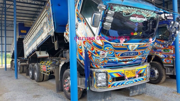 ขายรถพ่วงดัมพ์ ISUZU เครื่อง 360 แรง ปี 56 ดัมพ์มิเนียมอู่สหกิจ ลูก 3 เพลาแท้ รถมือเดียว ไมล์สองแสน ทะเบียนพร้อม