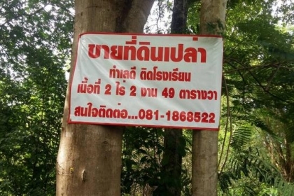 ขายที่ดินเปล่า ข้างโรงเรียนชุมชนบ้านมั่ว ต.ทุ่งงาม อ.เสริมงาม จ.ลำปาง