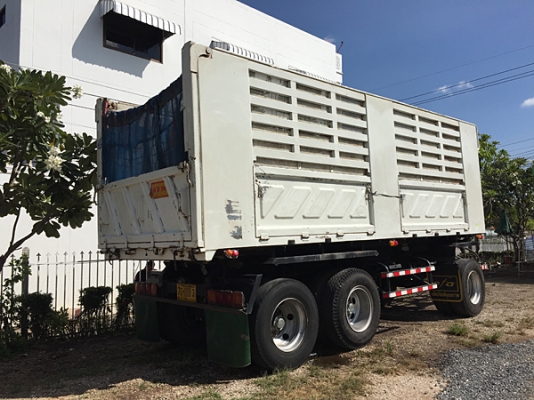 ขายรถพ่วง HINO 380 ซีรีส์500 ปี 56 ดั้มสามมิตร ยางดี ลูกสามเพลายาว 6.50 เมตร